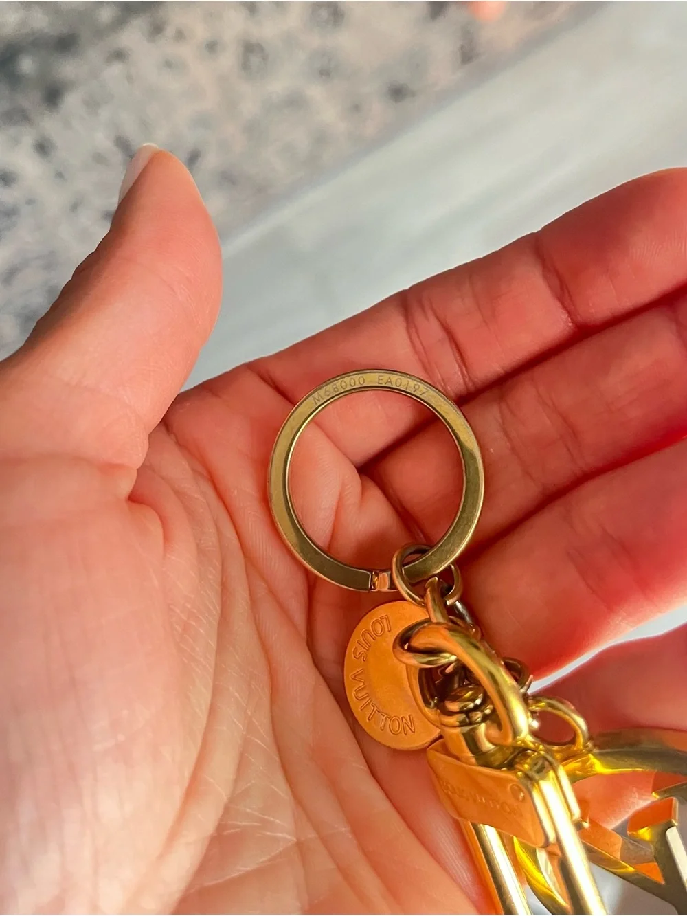 Louis Vuitton Gold Tone LV Circle Key Ring Charm
